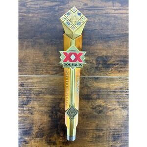 Dos Equis Ambar Beer Tap Handle Gold Aztec Warrior XX Logo Mexican Cerveza 12in